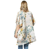 Floral Patterned Satin Cover Up Kimono Poncho - Madeline Love - Flyclothing LLC