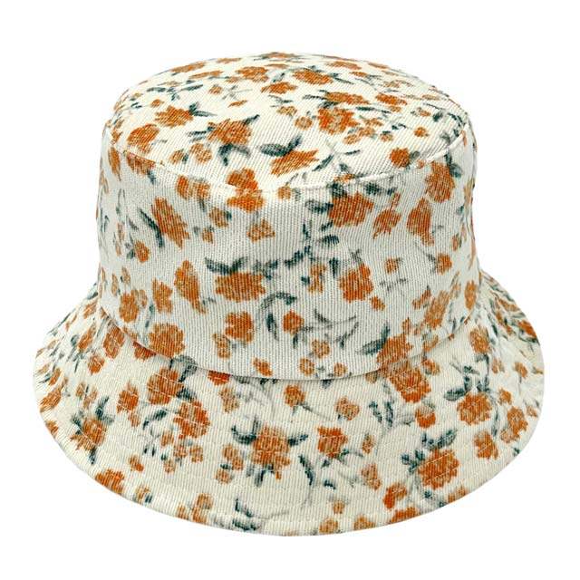 Floral Printed Corduroy Bucket Hat - Madeline Love - Flyclothing LLC