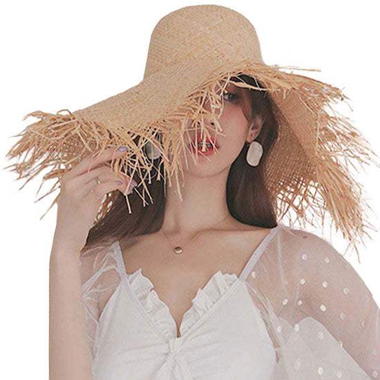 Fashionable Frayed Straw Sun Hat - Madeline Love - Flyclothing LLC