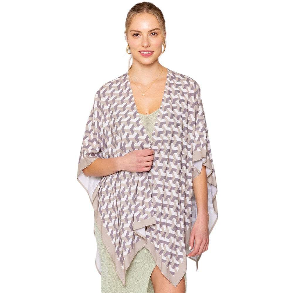 Geometric Pattern Print Ruana Poncho - Madeline Love - Flyclothing LLC