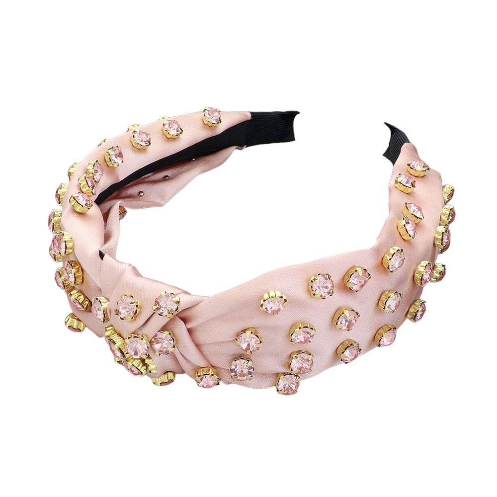 Glass Stone Cluster Decorated Knot Headband - Madeline Love - Flyclothing LLC