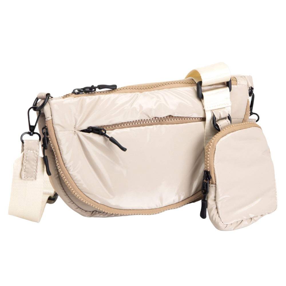 Glossy Puffer Half Moon Crossbody Bag - Madeline Love - Flyclothing LLC