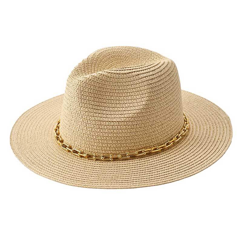 Hardware Chain Band Pointed Straw Hat - Madeline Love - Flyclothing LLC