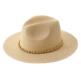 Hardware Chain Band Pointed Straw Hat - Madeline Love - Flyclothing LLC