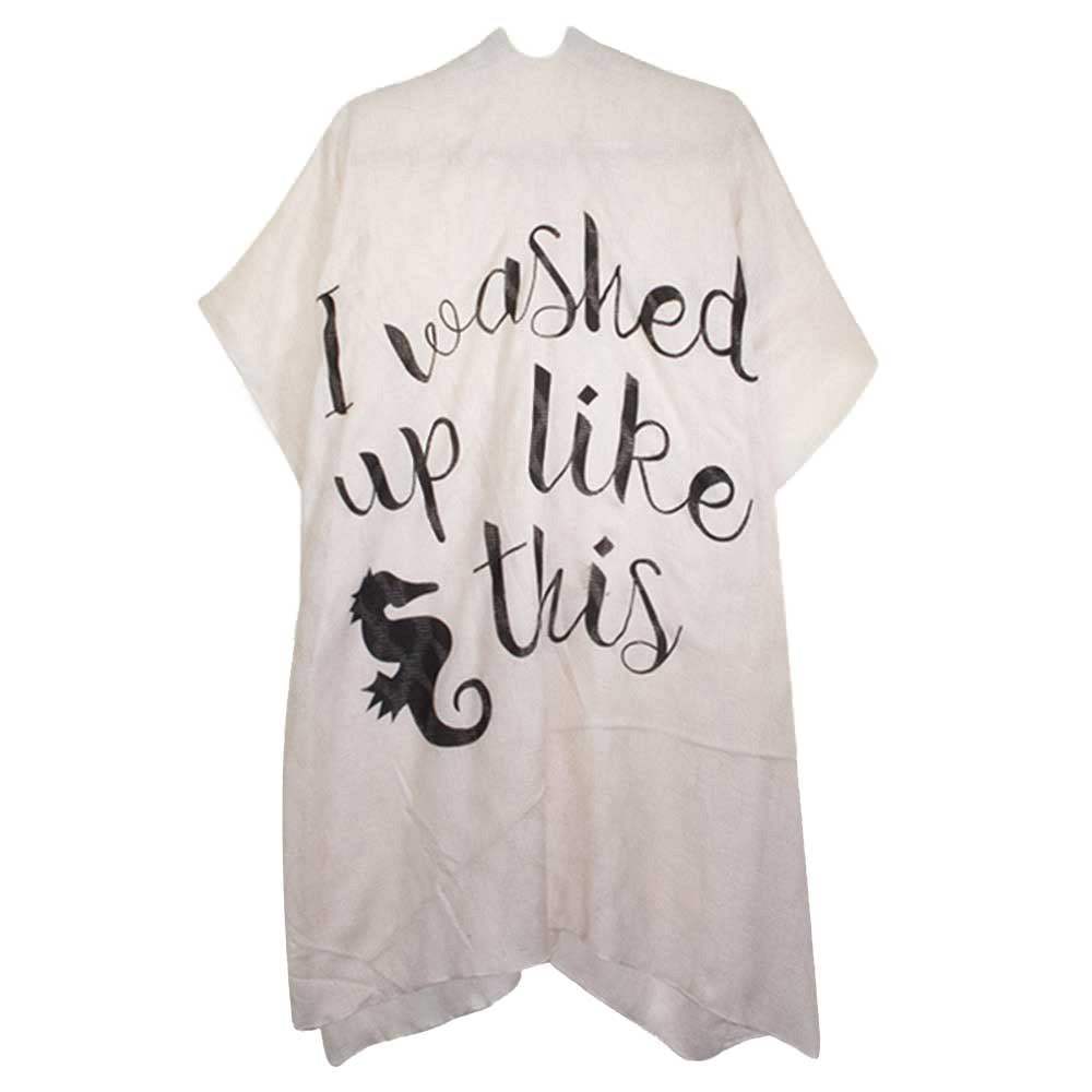 I Washed Up Like This Solid Lettering Cover Up Poncho - Madeline Love - Flyclothing LLC