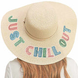 Just Chill Out Sequin Message Straw Panama Sun Hat - Madeline Love - Flyclothing LLC