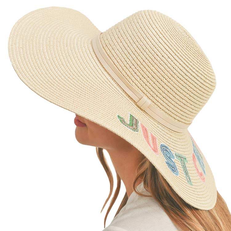 Just Chill Out Sequin Message Straw Panama Sun Hat - Madeline Love - Flyclothing LLC