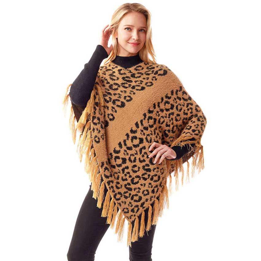 Leopard Patterned Poncho - Madeline Love - Flyclothing LLC