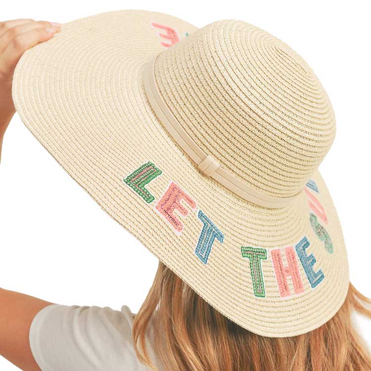 Let The Sun Shine Sequin Message Straw Panama Sun Hat - Madeline Love - Flyclothing LLC