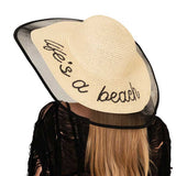 Life is a beach Message Mesh Brim Straw Sun Hat - Madeline Love - Flyclothing LLC
