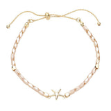 Metal Starfish Pointed Faceted Beaded Pull Tie Cinch Bracelet - Madeline Love - Flyclothing LLC
