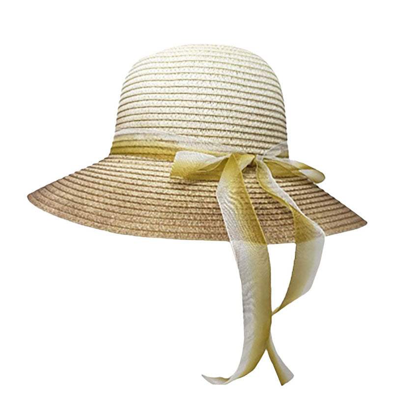 Ombre Bow Band Straw Sun Hat - Madeline Love - Flyclothing LLC