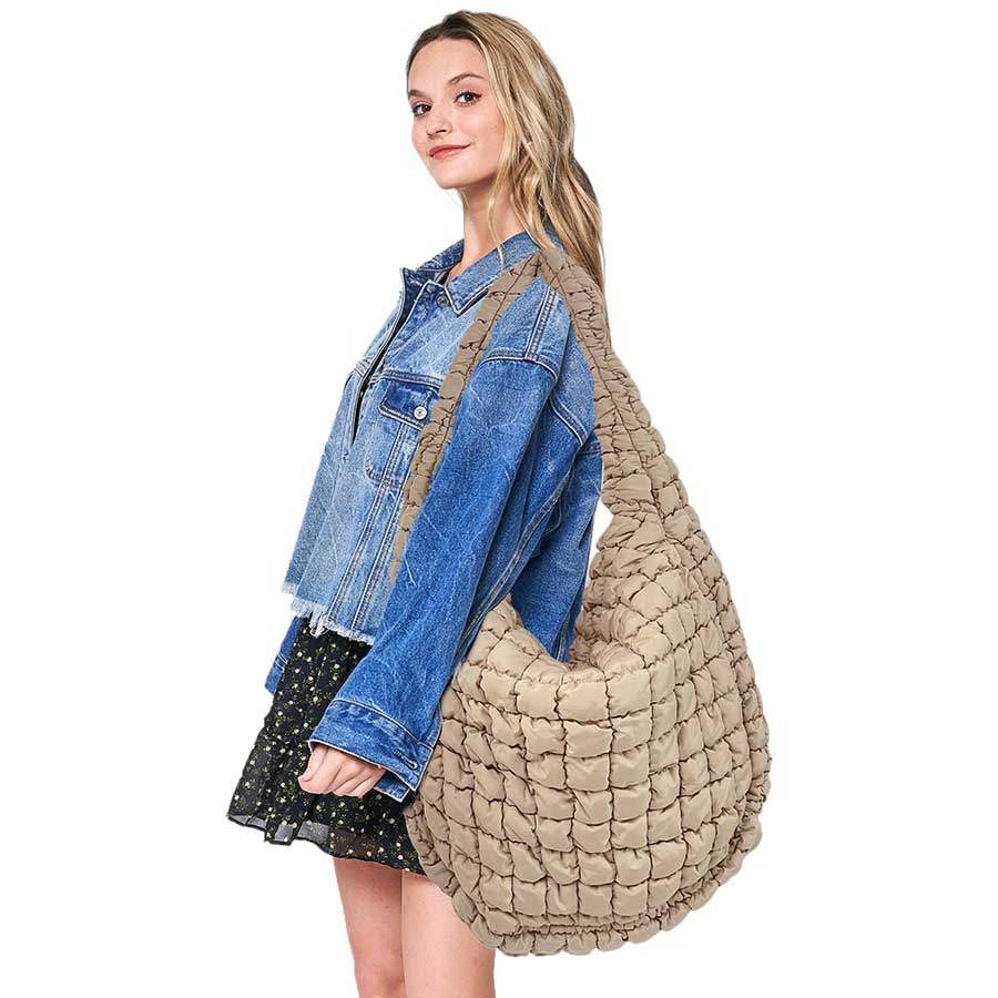 Oversized Quilted Puffer Shoulder Crossbody Bag Cloud Bag - Madeline Love - Flyclothing LLC