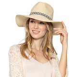 Pearl Embellished Aztec Band Panama Sun Hat - Madeline Love - Flyclothing LLC