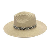 Pearl Embellished Aztec Band Panama Sun Hat - Madeline Love - Flyclothing LLC