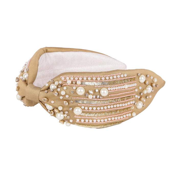 Pearl Sequin Bead Embellished Headband - Madeline Love - Flyclothing LLC