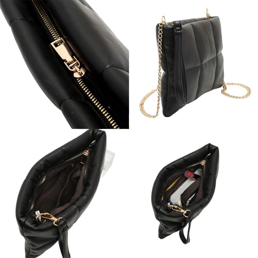 Quilted Solid Faux Leather Crossbody Bag - Madeline Love - Flyclothing LLC