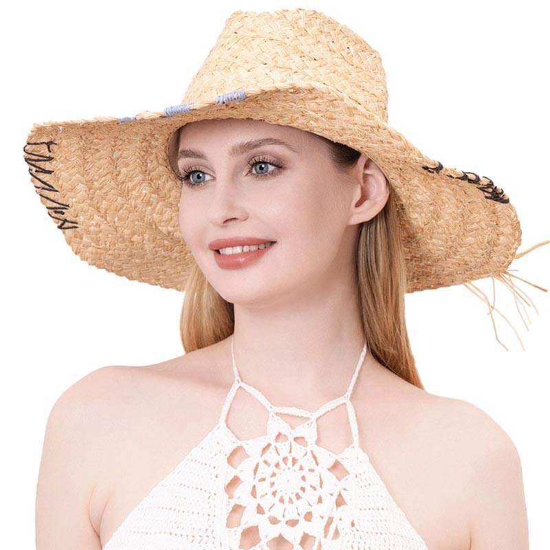 Raffia Pointed Straw Sun Hat - Madeline Love - Flyclothing LLC
