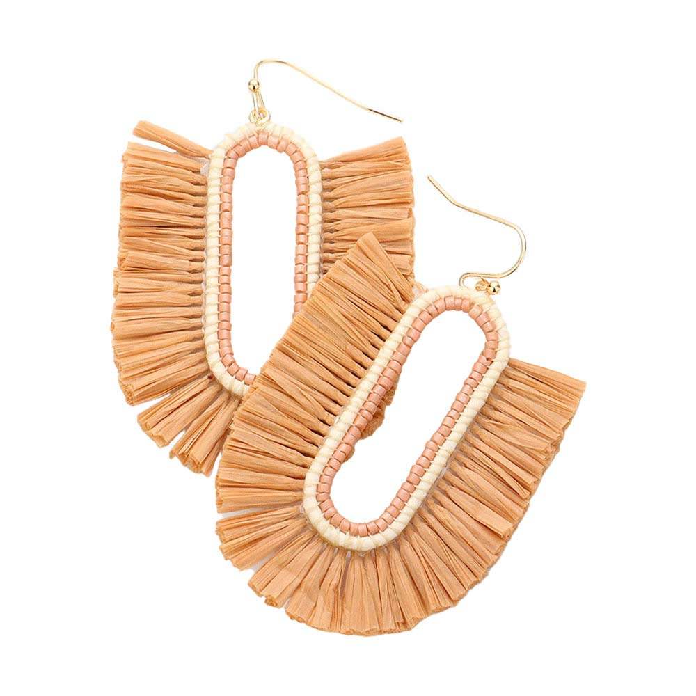 Raffia Trimmed Dangle Earrings - Madeline Love - Flyclothing LLC