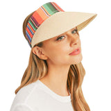 Serape Straw Visor Sun Hat - Madeline Love - Flyclothing LLC