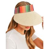 Serape Straw Visor Sun Hat - Madeline Love - Flyclothing LLC