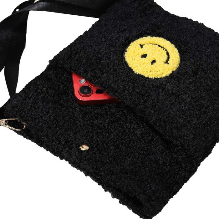 Smile Pointed Sherpa Rectangle Crossbody Bag - Madeline Love - Flyclothing LLC