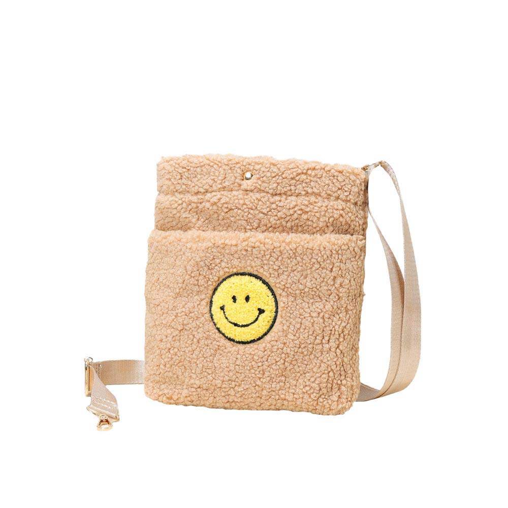 Smile Pointed Sherpa Rectangle Crossbody Bag - Madeline Love - Flyclothing LLC