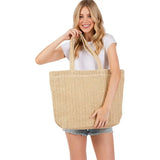 Solid Crochet Straw Tote Bag / Beach Bag - Madeline Love - Flyclothing LLC