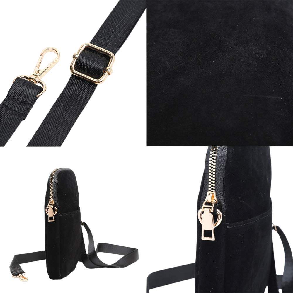 Solid Faux Suede Crossbody Bag - Madeline Love - Flyclothing LLC