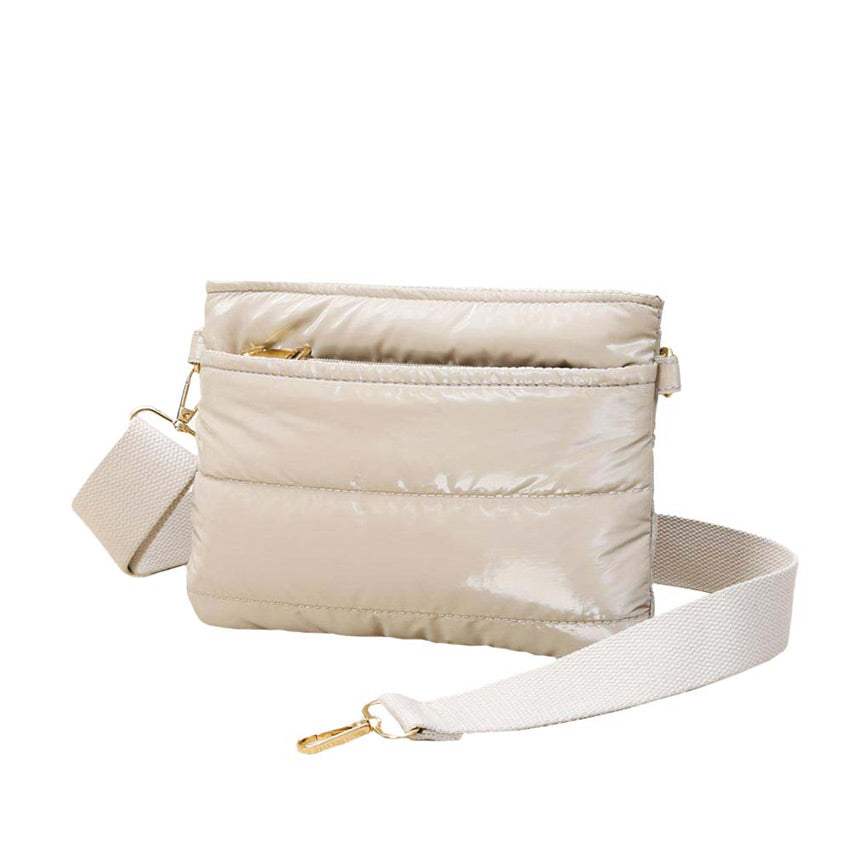 Glossy Solid Puffer Crossbody Bag - Madeline Love - Flyclothing LLC