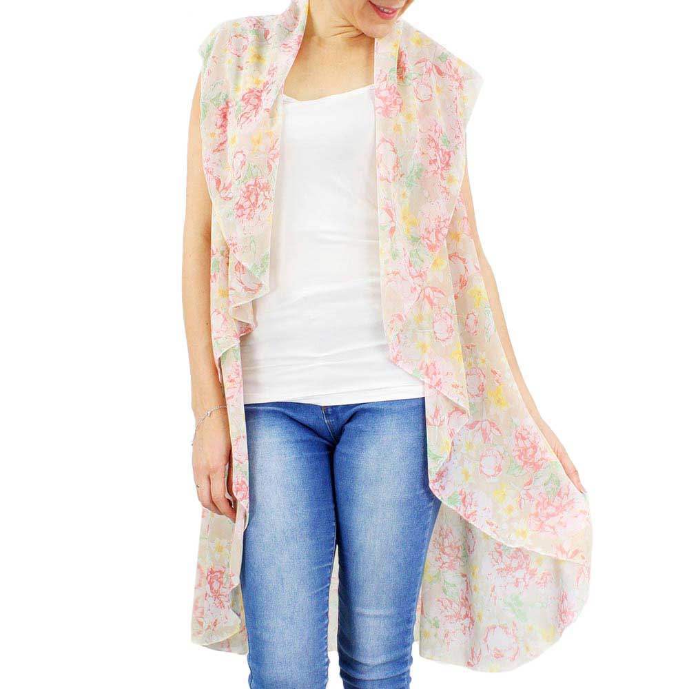 Spring Summer Flower Printed Round Vest - Madeline Love - Flyclothing LLC