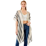 Striped Lurex Cover Up Poncho Kimono Poncho - Madeline Love - Flyclothing LLC