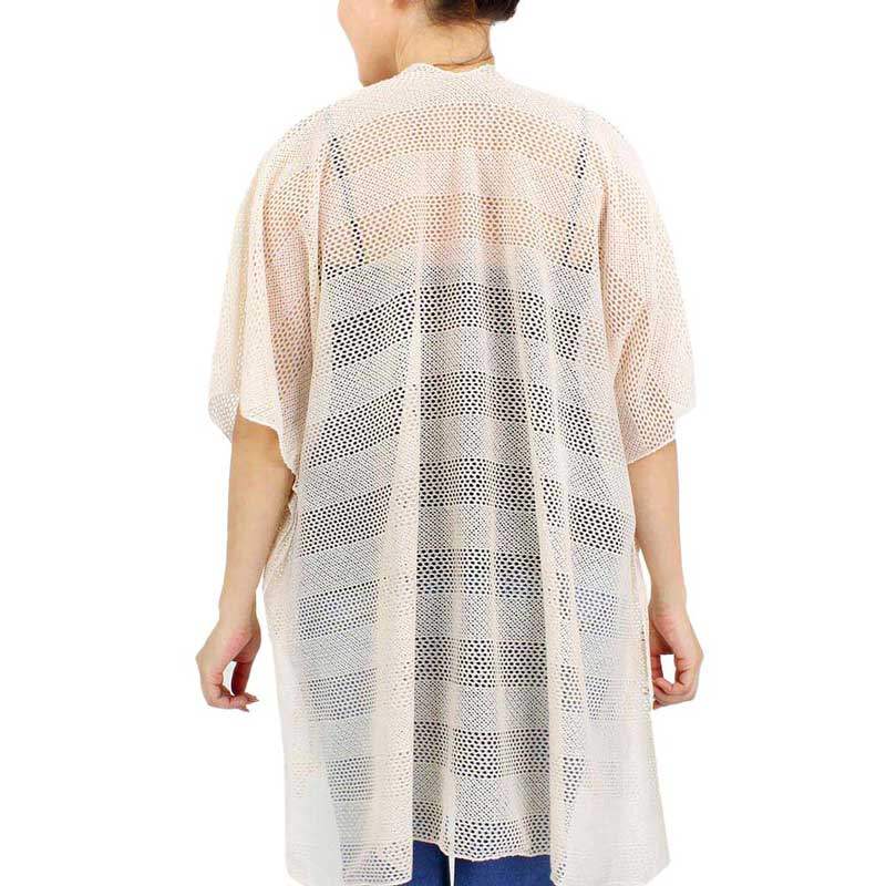 Striped Net Cover Up Kimono Poncho - Madeline Love - Flyclothing LLC