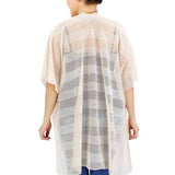 Striped Net Cover Up Kimono Poncho - Madeline Love - Flyclothing LLC