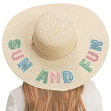 Sun And Fun Sequin Message Straw Panama Sun Hat - Madeline Love - Flyclothing LLC