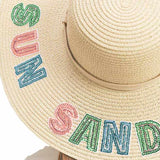 Sun Sand Sea Sequin Message Straw Panama Sun Hat - Madeline Love - Flyclothing LLC