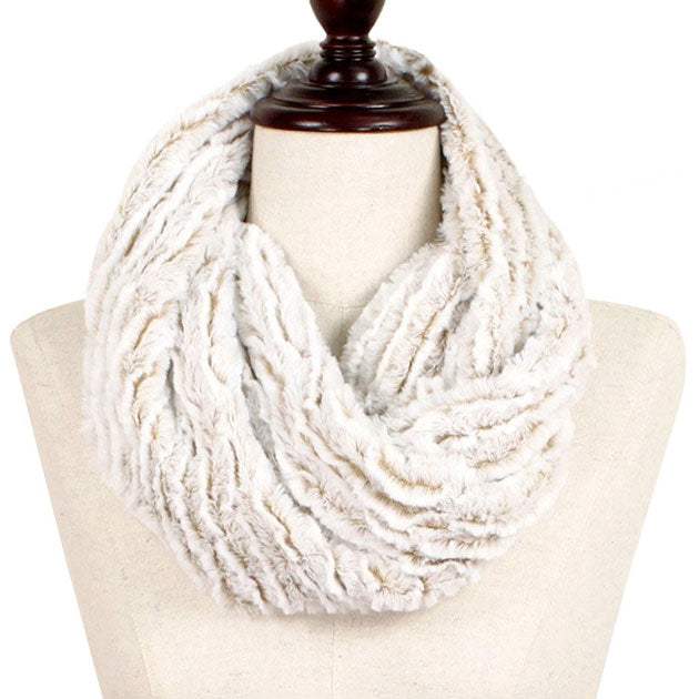 Two Tone Fuzzy Fur Infinity Scarf - Madeline Love - Flyclothing LLC