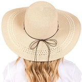 Wide Brim Straw Sun Hat with Evil Eye and Multi Design Band - Madeline Love - Flyclothing LLC