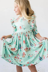 Believe in Your Elf 3/4 Sleeve Ruffle Twirl Dress - Mila & Rose ® - Flyclothing LLC
