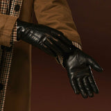Bella (black) - Italian lambskin leather gloves with lambswool lining & touchscreen feature