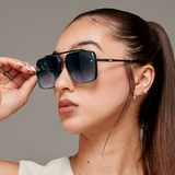 Bella Midnight - Tangle Free Aviator Sunglasses - TopFoxx - Flyclothing LLC