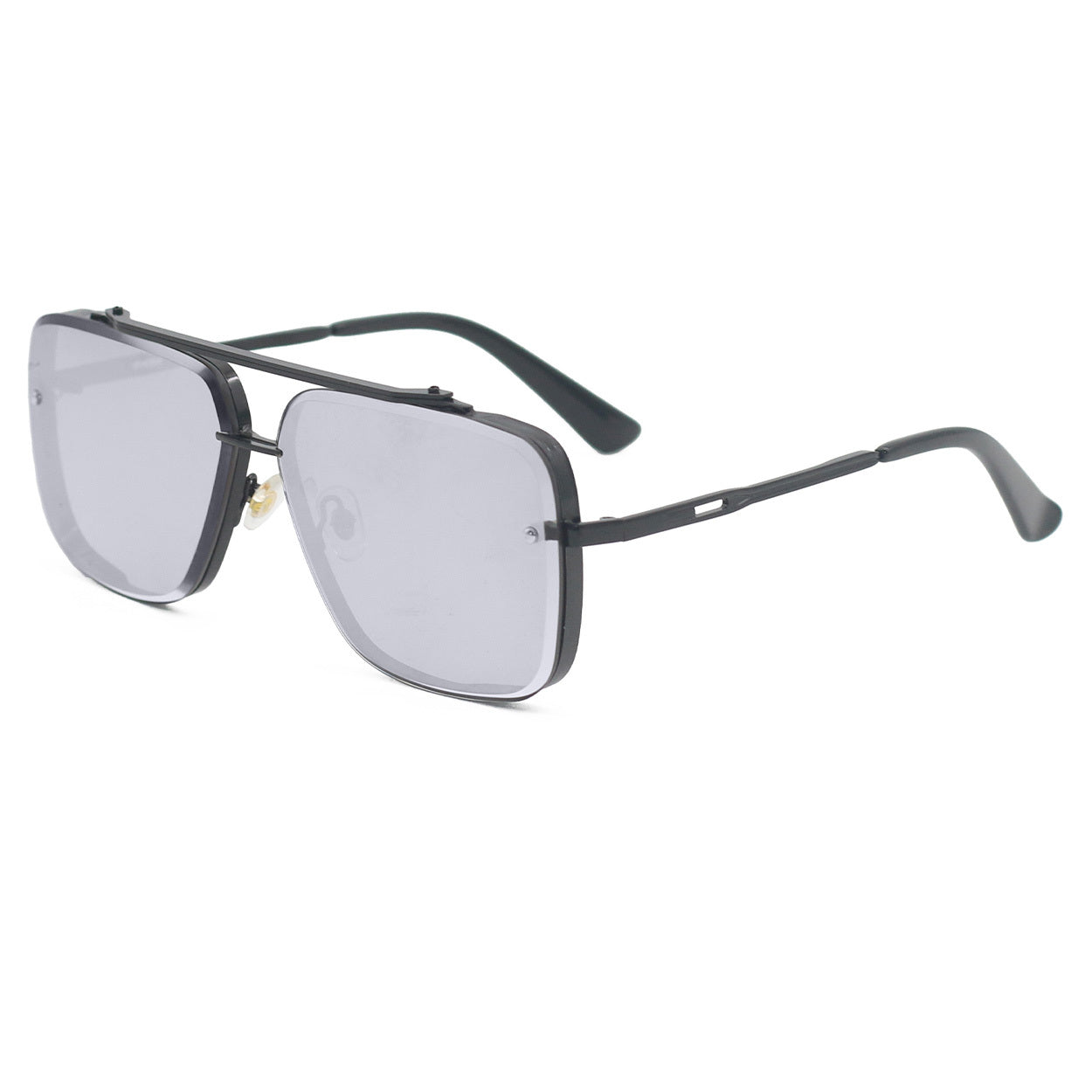 Bella - Chrome Black Oversized Squared Aviators - TopFoxx - Flyclothing LLC