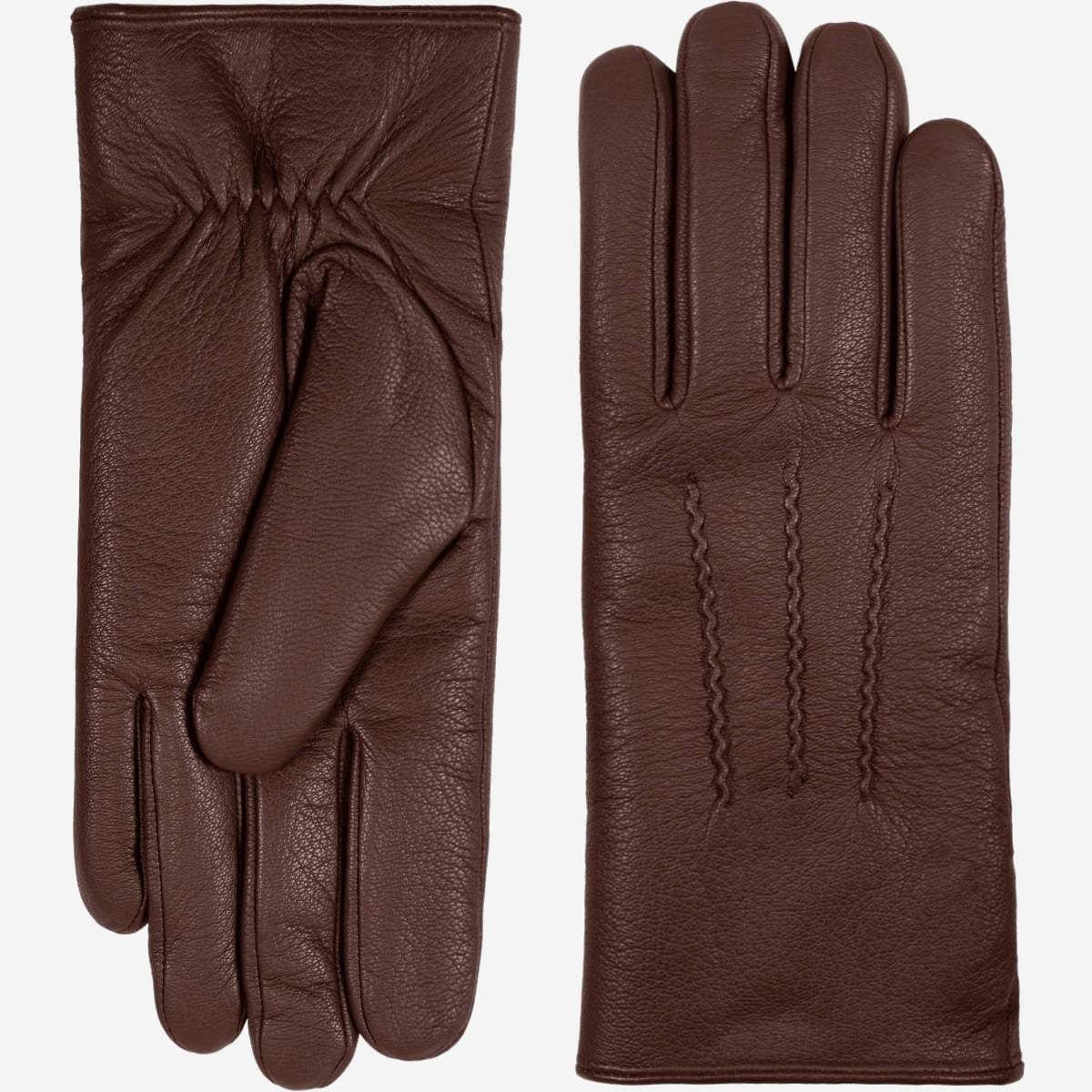 Benjamin (brown) – Thick goatskin leather gloves with warm lambswool lining & touchscreen feature - Leather Gloves Online - Flyclothing LLC