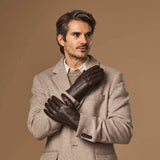 Benjamin (brown) – Thick goatskin leather gloves with warm lambswool lining & touchscreen feature - Leather Gloves Online - Flyclothing LLC