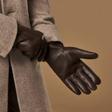 Benjamin (brown) – Thick goatskin leather gloves with warm lambswool lining & touchscreen feature - Leather Gloves Online - Flyclothing LLC