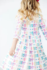Big Sister 3/4 Sleeve Pocket Twirl Dress - Mila & Rose ® - Flyclothing LLC