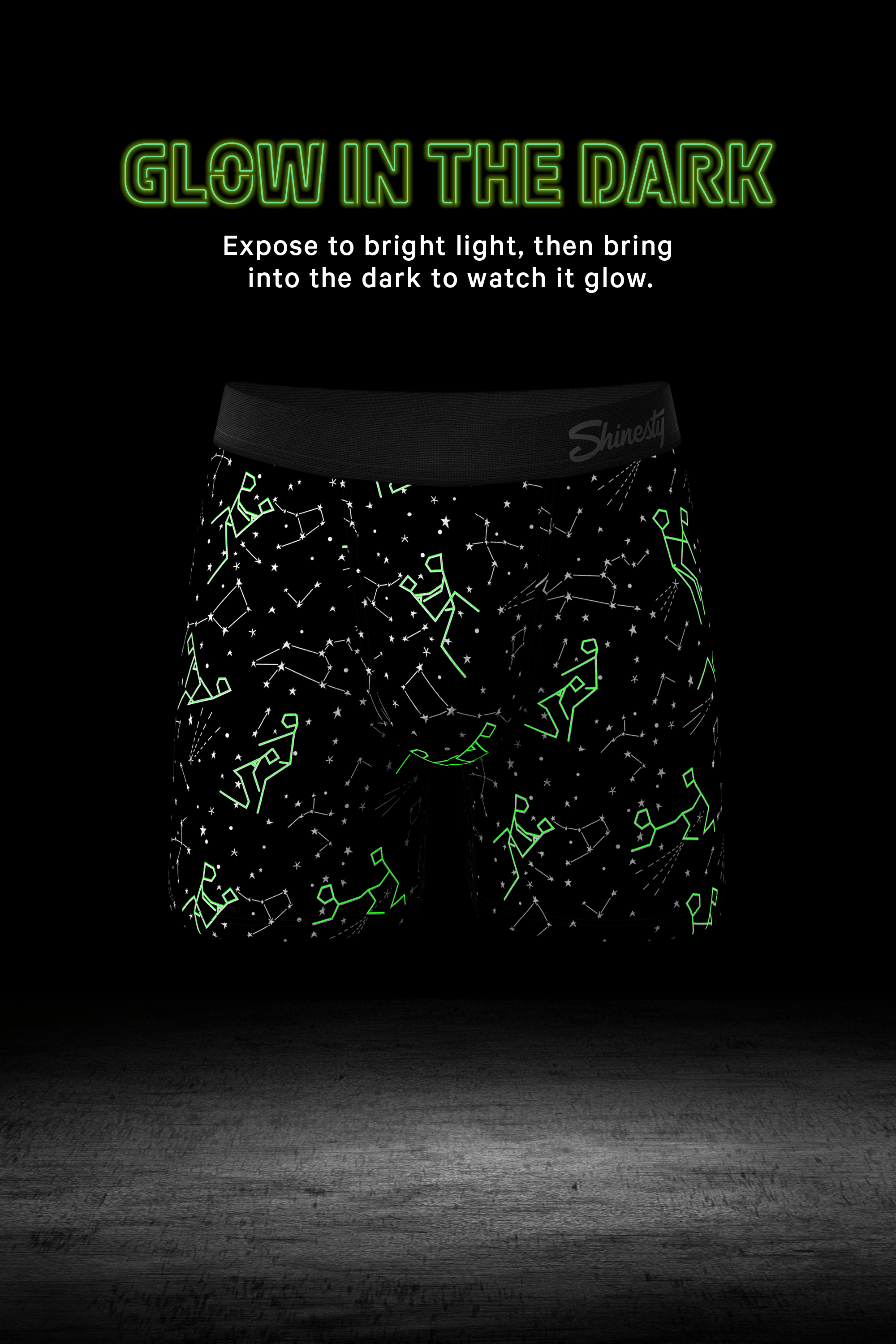 The Big Bang | Glow In The Dark Constellation Long Leg Ball Hammock® Pouch Underwear With Fly - Shinesty
