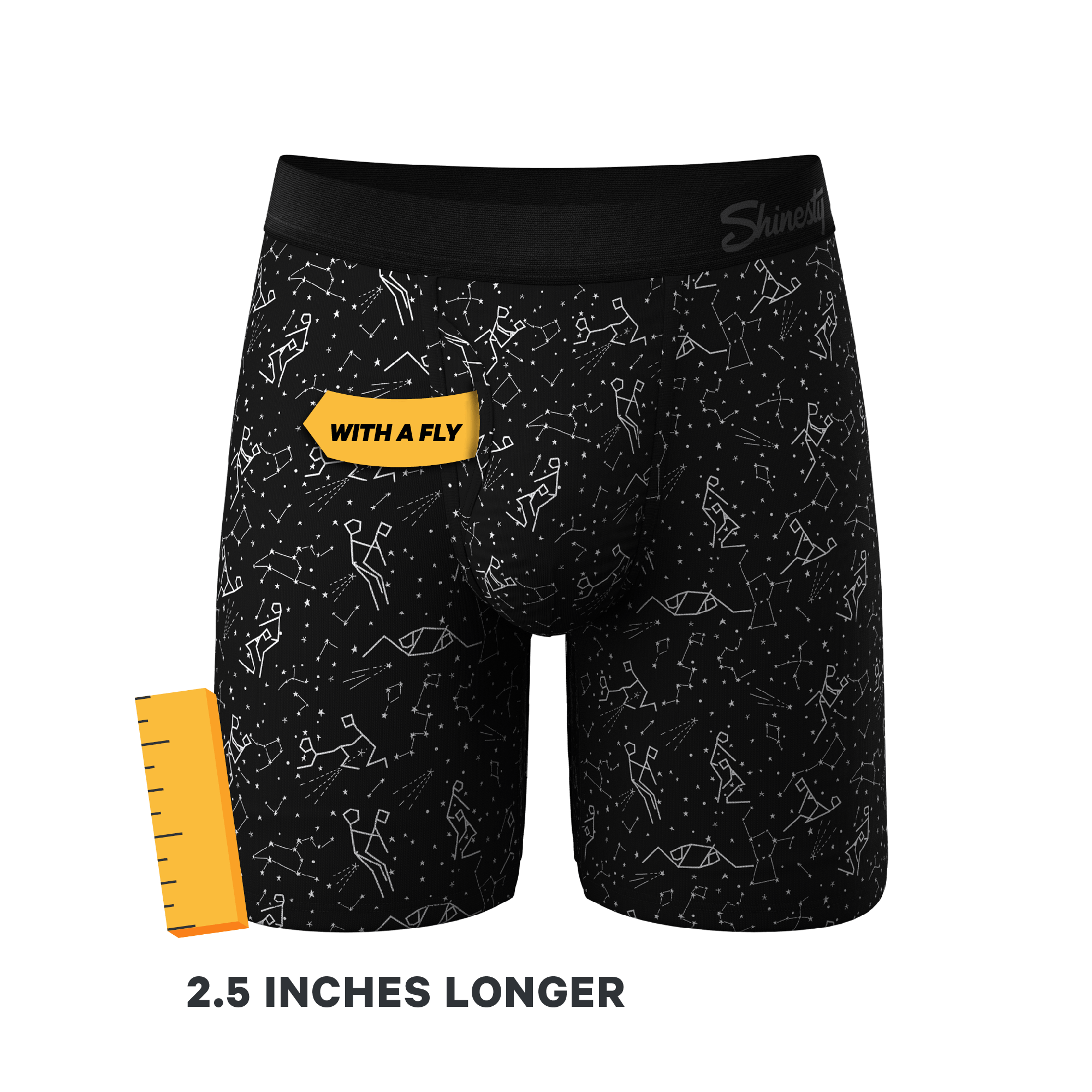 The Big Bang | Glow In The Dark Constellation Long Leg Ball Hammock® Pouch Underwear With Fly - Shinesty