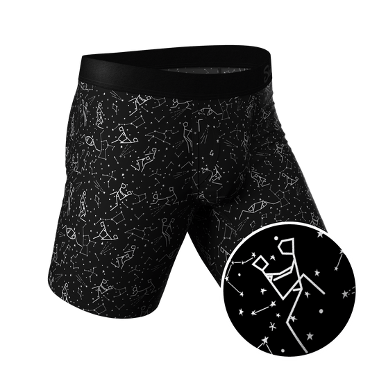 The Big Bang | Glow In The Dark Constellation Long Leg Ball Hammock® Pouch Underwear With Fly - Shinesty
