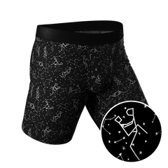 The Big Bang | Glow In The Dark Constellation Long Leg Ball Hammock® Pouch Underwear With Fly - Shinesty